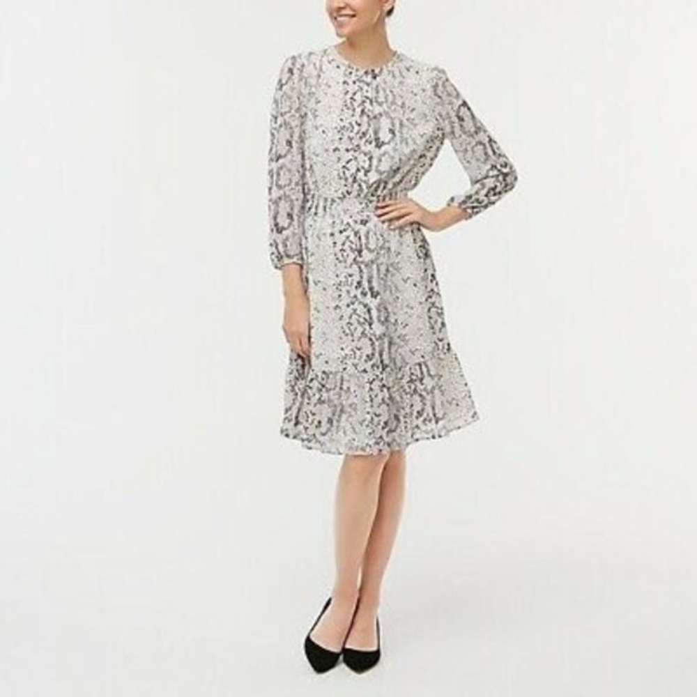 J. Crew Georgette Cinch Waist Snakeskin Dress XS
